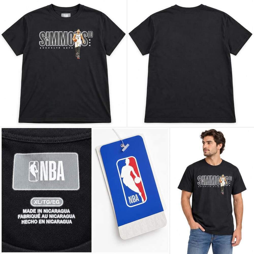 NBA Brooklyn Nets Ben Simmons 10 T-Shirt Size XL Black